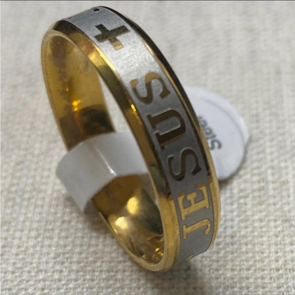 Stainless steel band Jesus, size 13